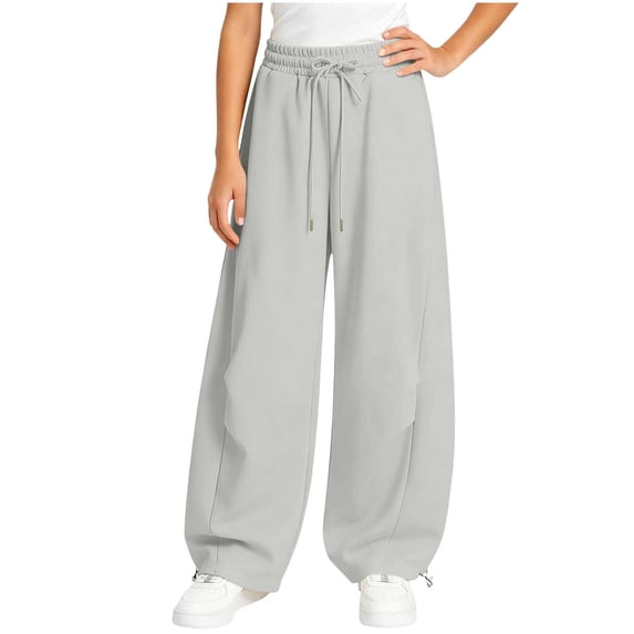Lmnyox Kid's Joggers Wide Leg Baggy Plain Fall Winter Activewear Elastic Waist Drawstring Sweatpants with Pockets