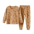 thumbnail image 1 of Lmnyox Kid's Long Sleeve Underwear Set Print 2 Piece Outfits Crew Neck Tops and Pants Set Comfy Loungewear, 1 of 6