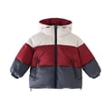 thumbnail image 1 of Lmnyox Kid's Puffer Jackets Cozy Color Blocked Zip Up Puffy Hooded Coats Winter Fashion Outdoor Jackets with Pockets, 1 of 7