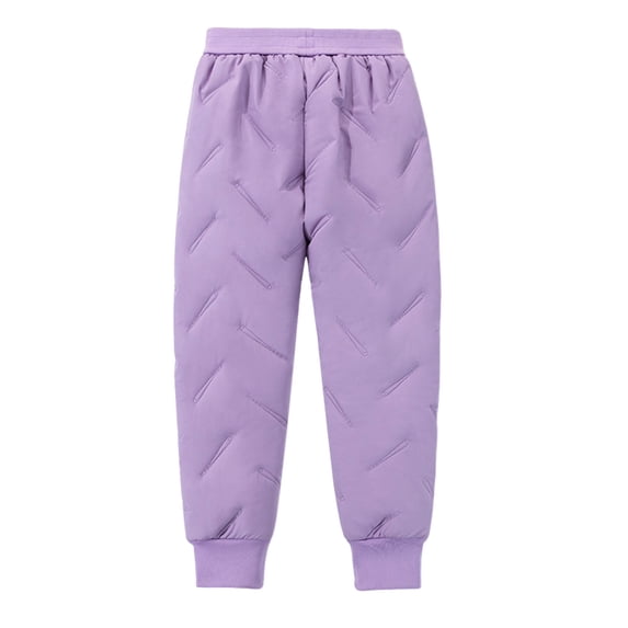 Lmnyox Kid's Puffer Pants Waterproof Solid Color Cuffed Sports Trousers Winter Thermal Pants with Pockets