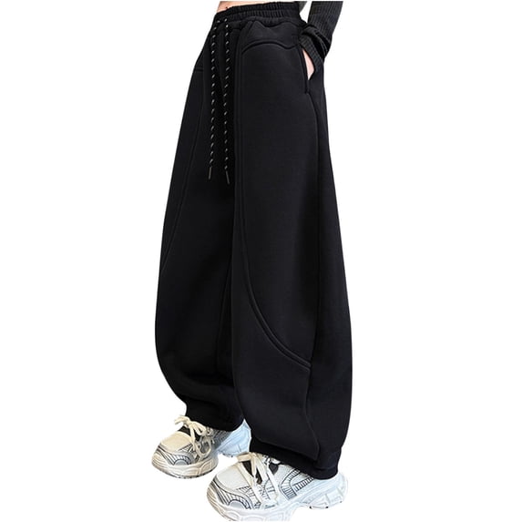 Lmnyox Kid's Sweatpants Casual Baggy Elastic Waist Drawstring Joggers Fall Winter Athletic Pants with Pockets