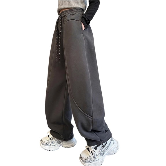 Lmnyox Kid's Sweatpants Casual Baggy Elastic Waist Drawstring Joggers Fall Winter Athletic Pants with Pockets