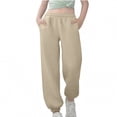 thumbnail image 1 of Lmnyox Kid's Sweatpants Classic Loose Plain Cuffed Pull On Joggers Teen School Sports Trousers with Pockets, 1 of 8