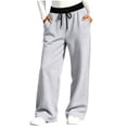 thumbnail image 1 of Lmnyox Kid's Sweatpants Plain Elastic Waist Drawstring Activewear Wide Leg Sports Pants with Pockets, 1 of 7