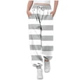 thumbnail image 1 of Lmnyox Kid's Sweatpants Striped Drawstring Cuffed Workout Trousers Classic Loose Joggers with Pockets, 1 of 7