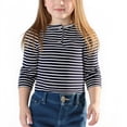 thumbnail image 1 of Lmnyox Kid's T-Shirts Classic Striped Button Crew Neck Long Sleeve Pullover Casual Athletic Basic Shirts, 1 of 6
