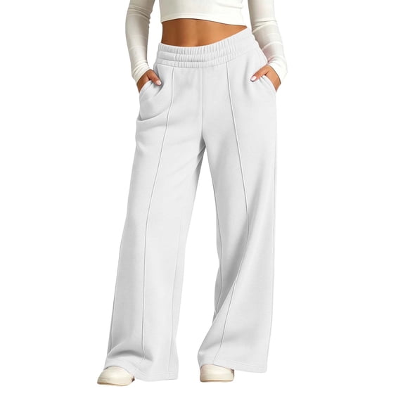 Lmnyox Kid's Wide Leg Sweatpants Casual Solid Color High Waist Joggers Loose Open Bottom Pants with Pockets