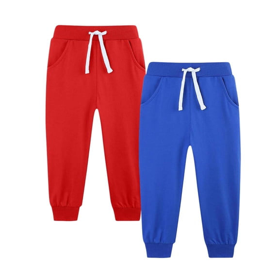 Lmnyox Kids 2 Pack Sweatpants Big Boys Girls Drawstring Waist Joggers with Pocket Solid Casual Athletic Pants