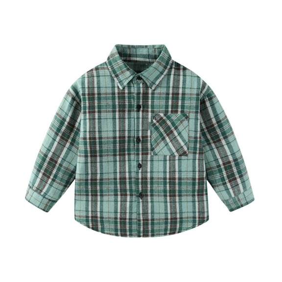 Lmnyox Kids Button Down Shirt Cotton Plaid Long Sleeve Collared Blouses with Pocket Dressy Casual Shirts Tops