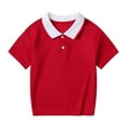 thumbnail image 1 of Lmnyox Kids Cotton Shirts Collared Button Short Sleeve Golf Shirt Summer Solid Color Casual Athletic Tops, 1 of 3