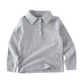 thumbnail image 1 of Lmnyox Kids Long Sleeve Shirt Solid Color Collared Basic Tee Tops Boys Girls School Uniform T Shirt Comfort Clothes, 1 of 5