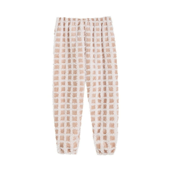 Lmnyox Kids Lounge Pants Winter Fuzzy Fleece Thermal Pants Boys Girls Elastic Waist Thick Warm Plaid Trousers