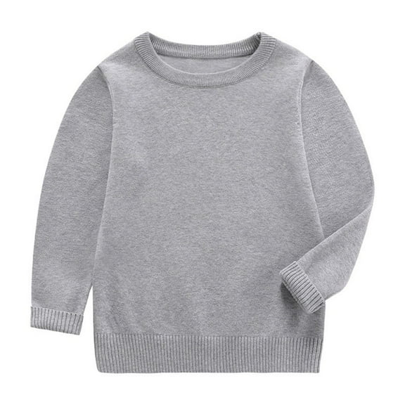 Lmnyox Kids Solid Sweaters Casual Long Sleeve Crew Neck Knitted Shirts Boys Girls Thermal Pullover Sweater
