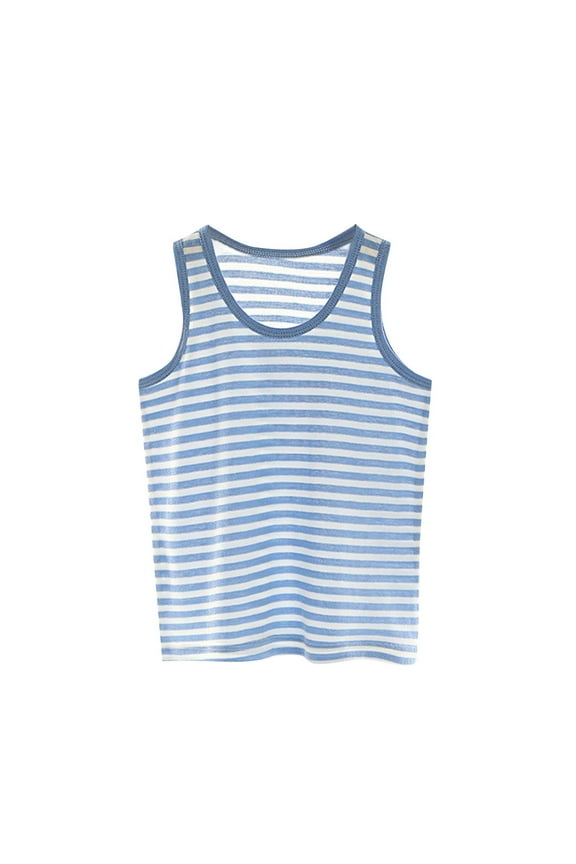 Kids Tank Tops Crew Neck Sleeveless Striped Tank Shirts Summer Casual Comfort Cotton Undershirts 1-12 Years