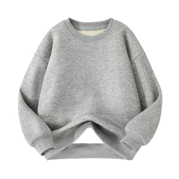 Lmnyox Kids Thick Pullover Shirts Long Sleeve Crew Neck Fleece Lined Thermal Sweatshirts Solid Casual Tops