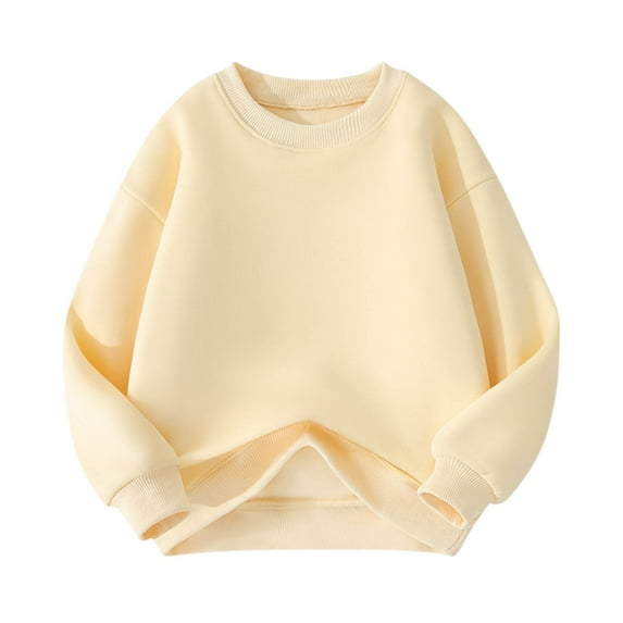 Lmnyox Kids Thick Pullover Shirts Long Sleeve Crew Neck Fleece Lined Thermal Sweatshirts Solid Casual Tops