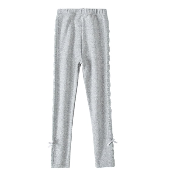 Lmnyox Leggings for Girls Fashion Cute Lace Trim Bow Knot Yoga Pants Comfy Stretch Elastic Waist Pants