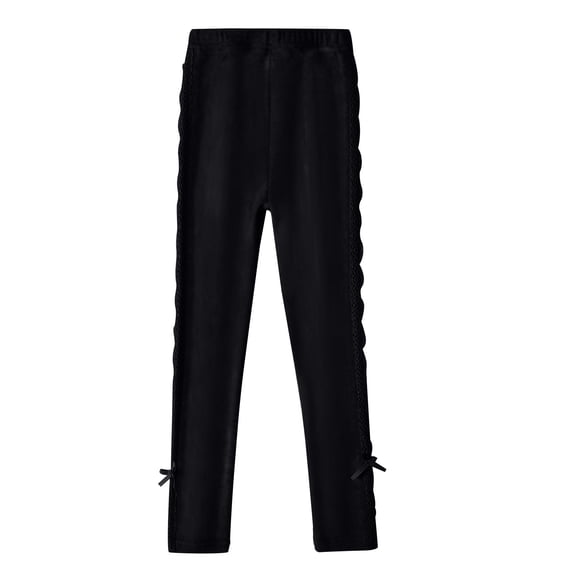 Lmnyox Leggings for Girls Fashion Cute Lace Trim Bow Knot Yoga Pants Comfy Stretch Elastic Waist Pants
