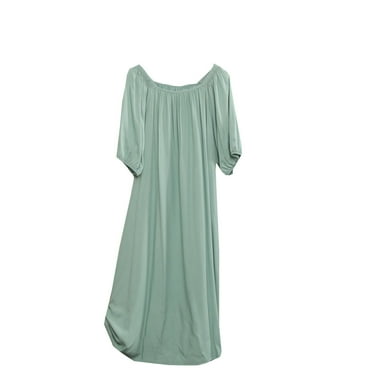 Lmnyox Long Nightgowns for Women Short Sleeve Crew Neck Sleep Dress Summer Soft Loose Nightwear