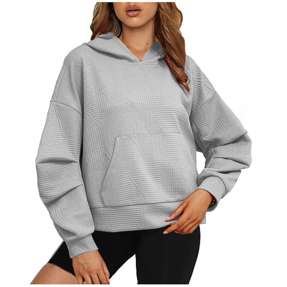 Lmnyox Long Sleeve Hoodies for Women Loose Casual Pullover Tops Fall Solid Color Basic Sweatshirts with Pocket