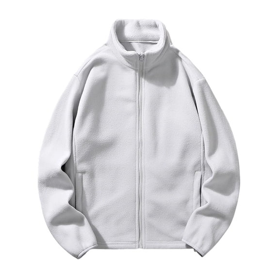 Lmnyox Long Sleeve Sherpa Jacket for Men Solid Zip Up Stand Collar Fleece Jacket Outerwear with Pocket