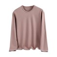 thumbnail image 1 of Lmnyox Long Sleeve Shirt for Women Soft Comfort Solid Color Basic T Shirt Spring Plus Size Blouse Tops, 1 of 7