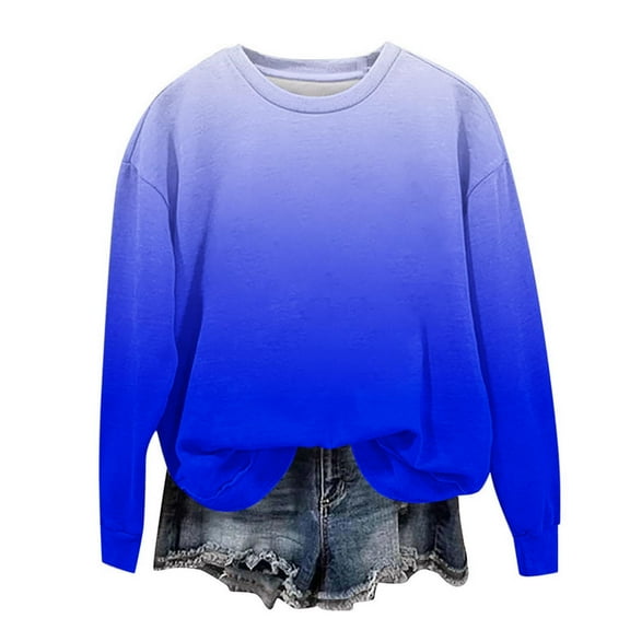 Lmnyox Long Sleeve Shirts for Girls Crew Neck Gradient Casual T Shirt Kids Spring Summer Loose Tees Blouses