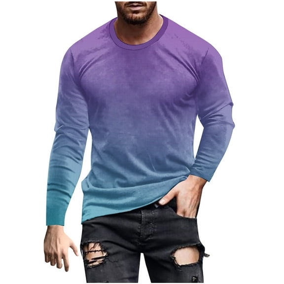 Lmnyox Men's Athletic T Shirt Slim Long Sleeve Gym Workout Tops Print Crew Neck Basic Sport Tees Casual Activewear