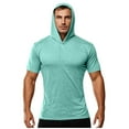 thumbnail image 1 of Lmnyox Men's Athletic T Shirt with Hood Quick Dry Short Sleeve Workout Training Hoodies Summer Muscle Tops, 1 of 5