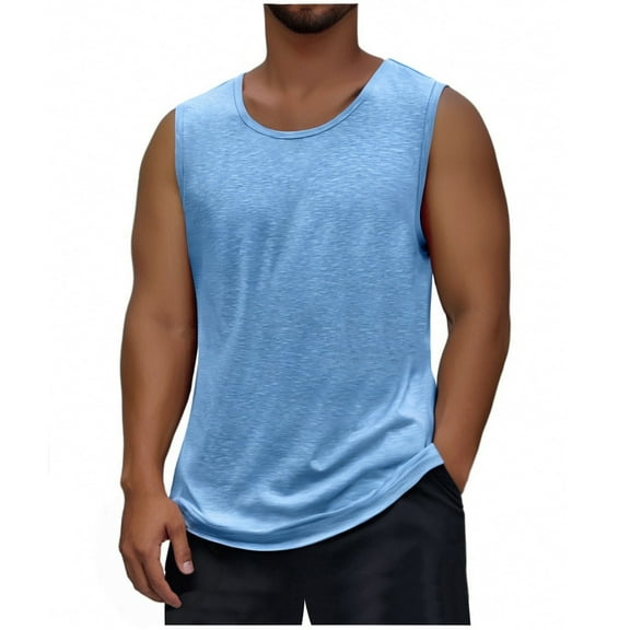 Lmnyox Men's Athletic Tops Sleeveless Gym Workout Tank Tops Solid Color Casual Sport Shirts Summer Clothes