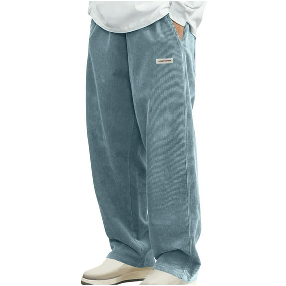 Lmnyox Men's Baggy Sweatpants Wide Leg Open Bottom Corduroy Joggers Casual Drawstring Waist Athletic Trousers