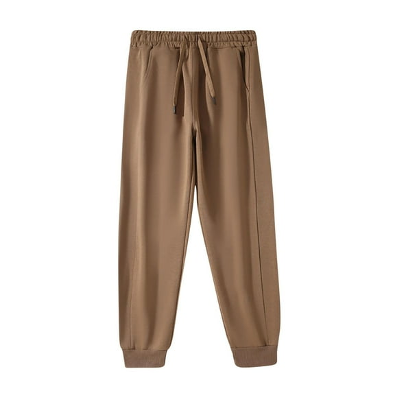 Lmnyox Men's Casual Joggers Solid Elastic Waist Drawstring Sweatpants Ankle Length Cinch Bottom Sport Pants with Pocket