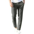 thumbnail image 1 of Lmnyox Men's Casual Linen Trousers with Pocket Lightweight Drawstring Lounge Pants Casual Straight Leg Beach Pants, 1 of 5