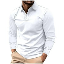 Lmnyox Men's Casual Long Sleeve Shirts Button Collared Golf Shirt Fall Classic Dressy Solid Color Work Tops