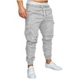 thumbnail image 1 of Lmnyox Men's Casual Sport Pants Elastic Waist Drawstring Cargo Joggers Solid Cotton Cinch Bottom Pants with Pocket, 1 of 5