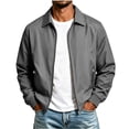 thumbnail image 1 of Lmnyox Men's Coats Solid Color Long Sleeve Zip Up Collared Jackets Casual Dress Outwears with Pockets, 1 of 8