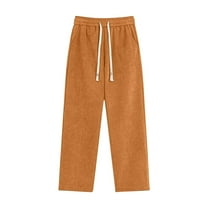Lmnyox Men's Corduroy Sweatpants Loose Wide Leg Drawstring Waist Athletic Trousers Solid Casual Pants with Pocket