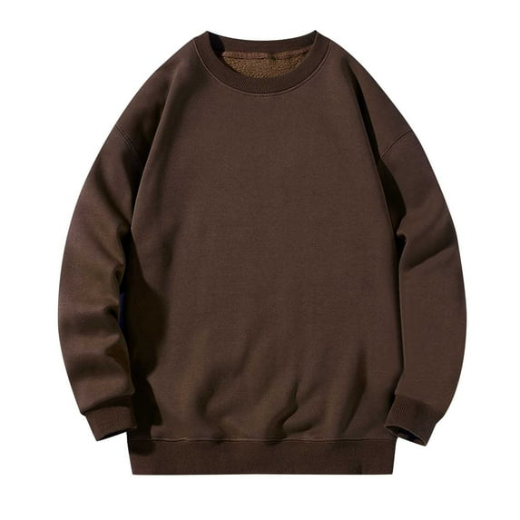 Lmnyox Men's Crew Neck Sweatshirts Winter Casual Basic Long Sleeve Pullover Shirts Solid Fleece Lined Tops