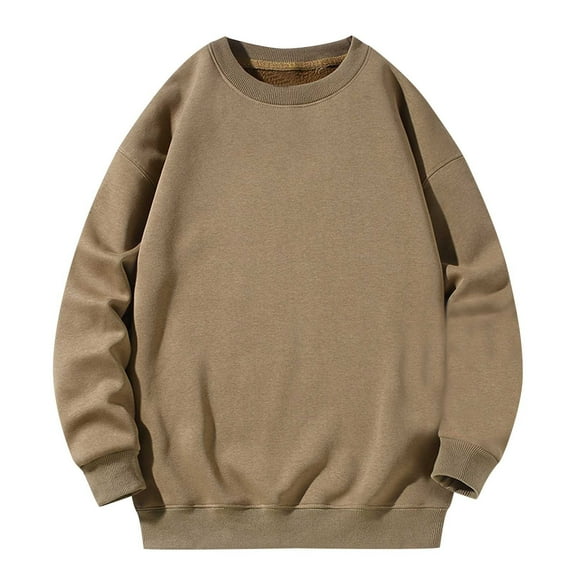 Lmnyox Men's Crew Neck Sweatshirts Winter Casual Basic Long Sleeve Pullover Shirts Solid Fleece Lined Tops