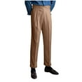 thumbnail image 1 of Lmnyox Men's Dress Pants Vintage Solid Color Loose Pleated Pants Casual Business Work Trousers with Pockets, 1 of 4