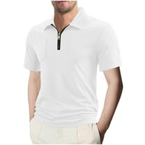 Lmnyox Men's Dressy Casual Golf Shirts Collared Zipper Up Short Sleeve Shirts Business Work Tops with Pocket