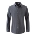 thumbnail image 1 of Lmnyox Men's Dressy Casual Long Sleeve Shirts Slim Button Down Collared Texture Shirt Business Work Shirt for Men, 1 of 6