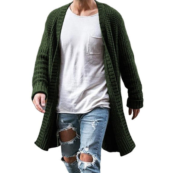 Lmnyox Men's Fashion Cardigan Textured Solid Color Long Sleeve Knit Jackets Casual Loose V Neck Sweaters