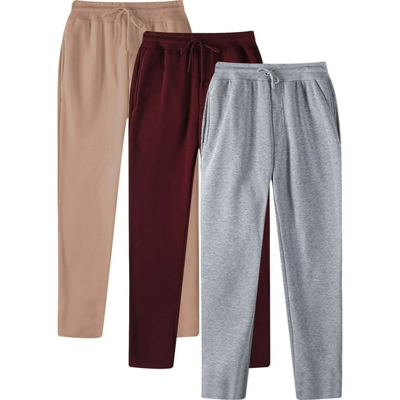 Lmnyox Men's Open Bottom Sweatpants with Pocket Soft Comfy Workout Drawstring Jogger Pants Athletic Pants 3 Pack