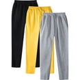 thumbnail image 1 of Lmnyox Men's Open Bottom Sweatpants with Pocket Soft Comfy Workout Drawstring Jogger Pants Athletic Pants 3 Pack, 1 of 6
