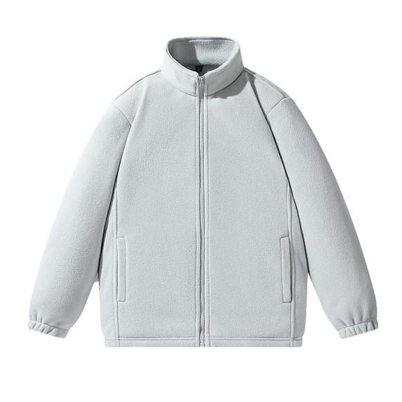 Lmnyox Men's Sherpa Jacket Thermal Full Zip Up Stand Collar Coat with Pocket Winter Outdoor Hiking Jacket