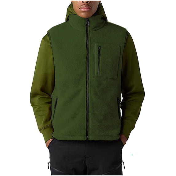 Lmnyox Men's Sherpa Vest Stand Collar Zip Up Sleeveless Vest Jacket with Zip Jacket Casual Solid Outerwear