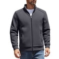 thumbnail image 1 of Lmnyox Men's Sherpa Zip Up Jacket Solid Long Sleeve Collared Jacket Outerwear Fall Winter Thermal Jacket with Pocket, 1 of 9