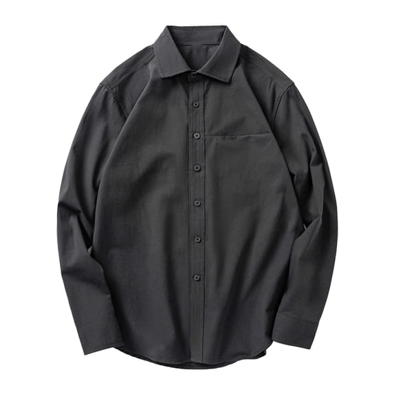 Lmnyox Men's Shirts Vintage Solid Color Long Sleeve Button Down Collared Shirts Causal Office Work Tops