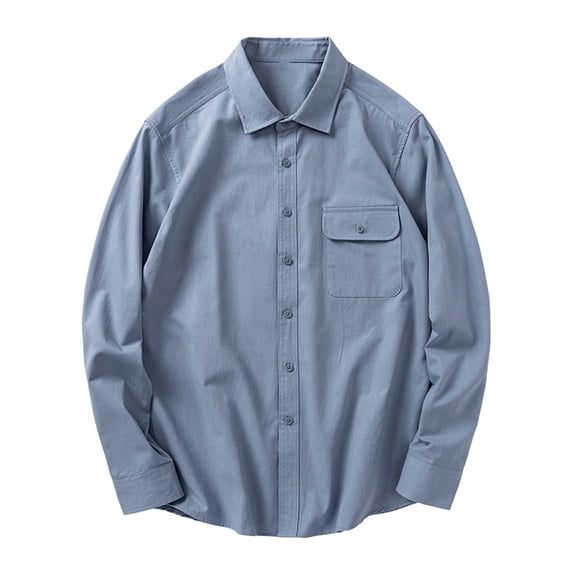 Lmnyox Men's Shirts Vintage Solid Color Long Sleeve Button Down Collared Shirts Causal Office Work Tops